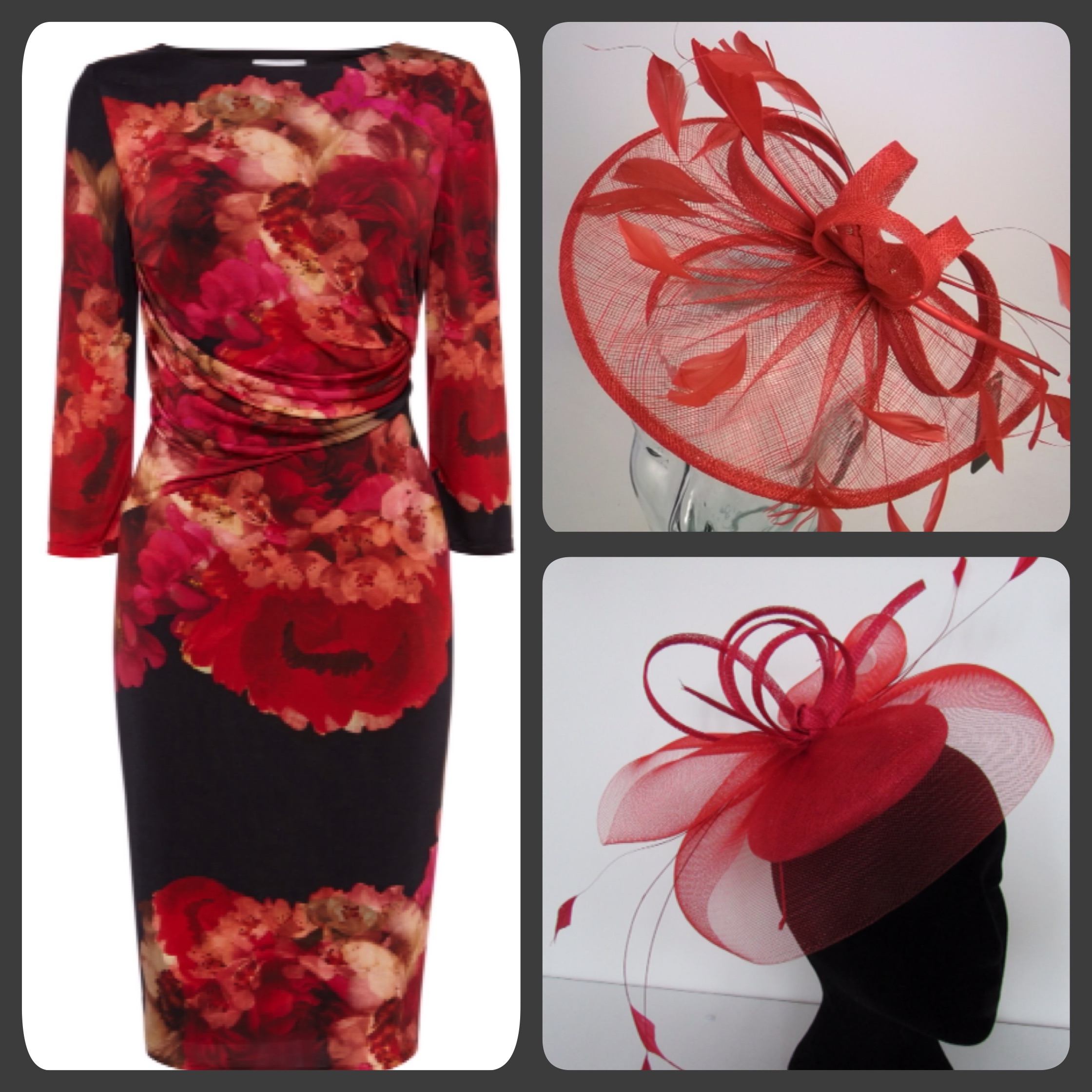 Beautiful Red Fascinators and matching outfit