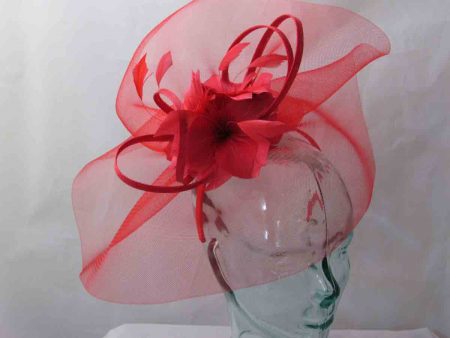 Large crin fascinator in red