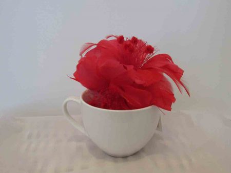 Feathered fascinator in red