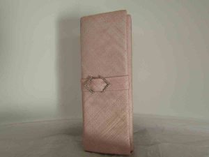 Sinamay clutch bag in cameo pink