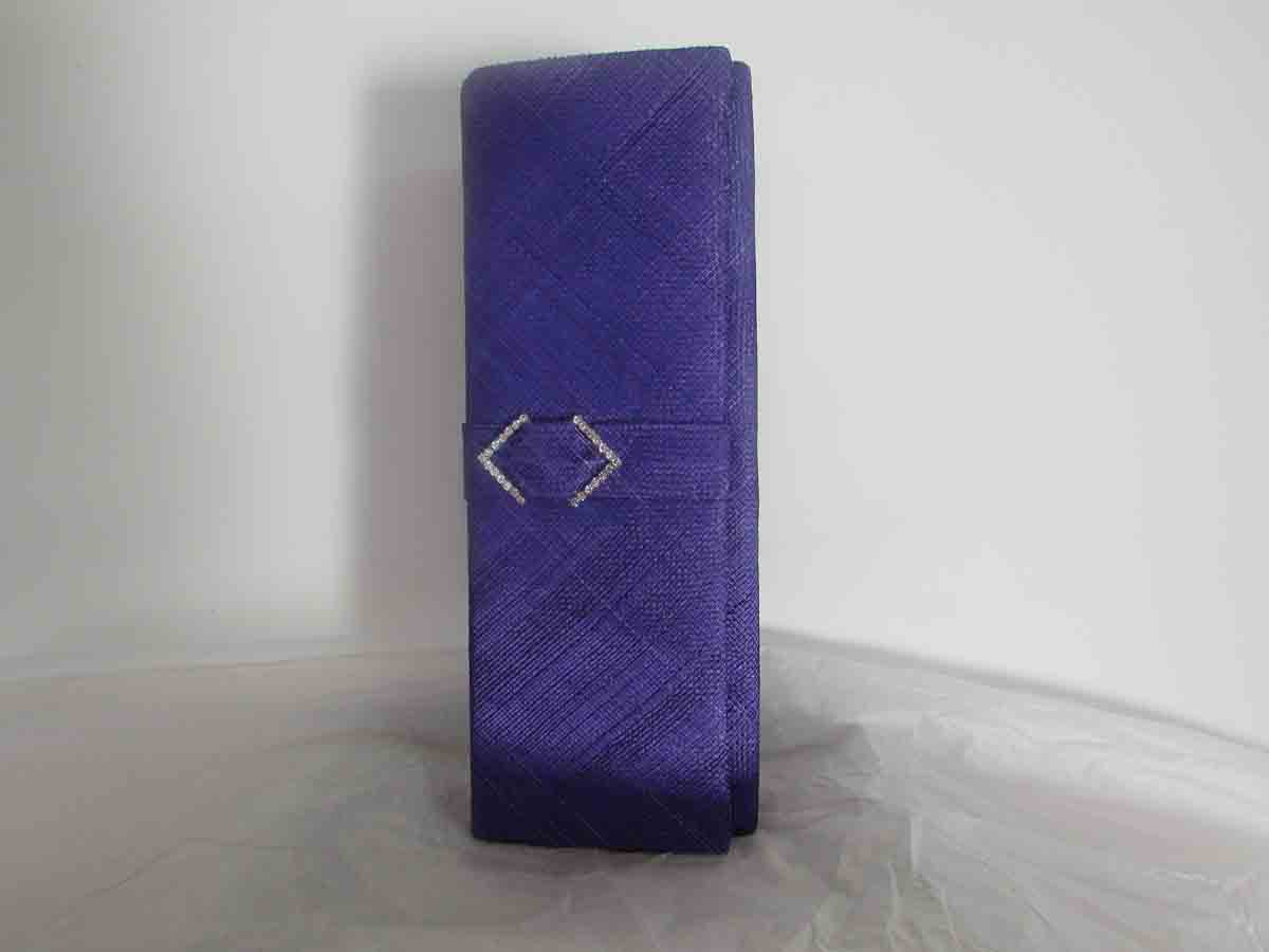 Sinamay clutch bag in pansy purple
