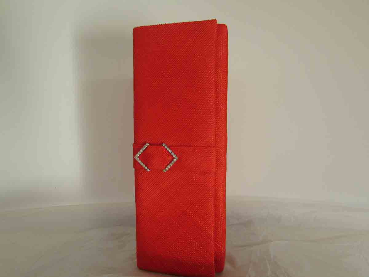 Sinamay clutch bag in vermillion