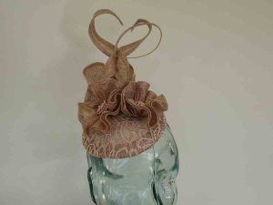 Lace pillbox fascinator in rose gold