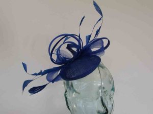 Pillbox fascinator with crin loop in sapphire blue