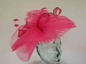 Pleated crin fascinator in hot pink