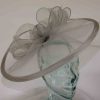Large crin fascinator with satin trim in silver