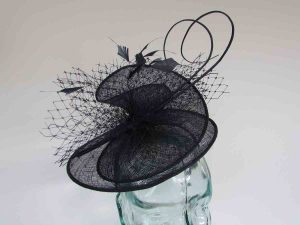 Sinamay swirl fascinator in midnight navy