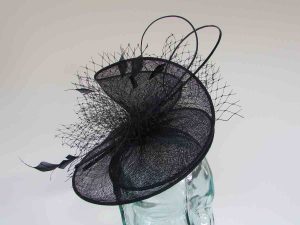 Sinamay swirl fascinator in navy
