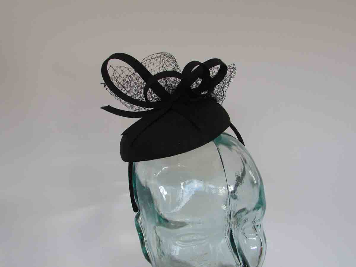 Shangtung silk pillbox in black