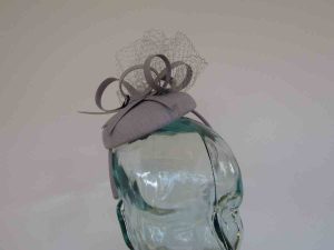 Shangtung silk pillbox in steel silver