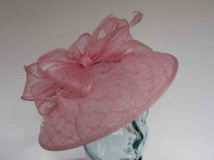 Sinamay down turned hatinator in confetti pink