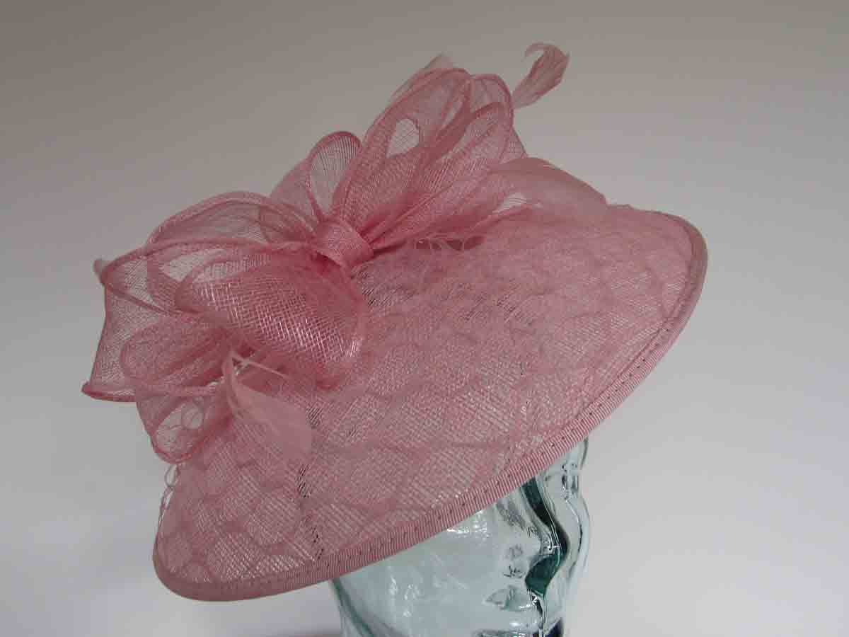 Sinamay down turned hatinator in confetti pink