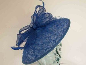 Sinamay down turned hatinator in neptune blue