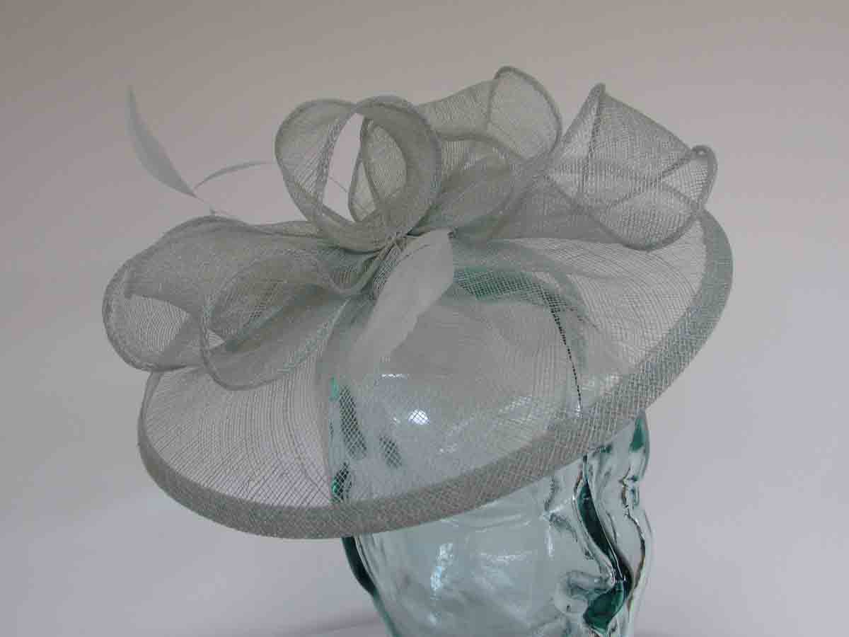 Sinamay fascinator with feathers in duckegg blue
