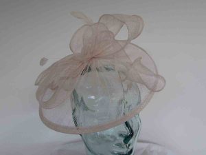 Sinamay fascinator with feathers in oyster