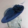 Small hatinator with organza leaves in neptune blue