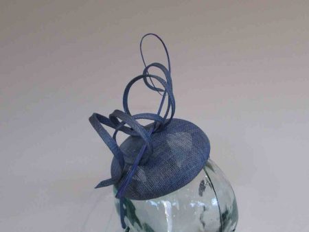 Pillbox fascinator with sinamay swirl in bluebell
