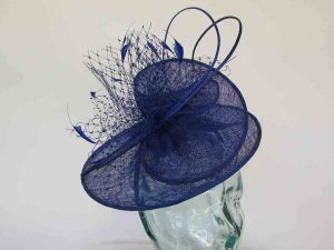 Sinamay swirl fascinator in cobalt