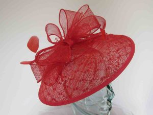 Sinamay down turned hatinator in vermilion