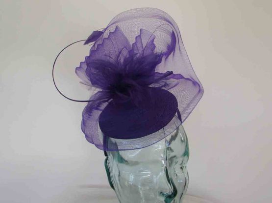 Satin pillbox with crin in pansy purple
