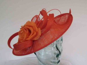 Oval hatinator with double quill in tangerine