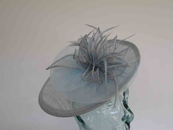 Small hatinator with chiffon flower in baby blue