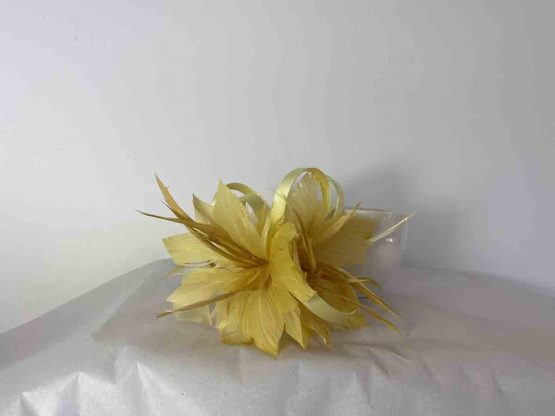 Feather flower fascinator yellow