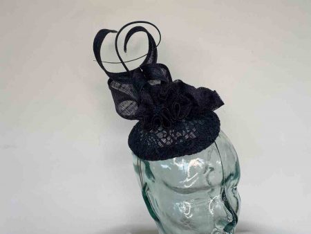 Lace pillbox fascinator in navy