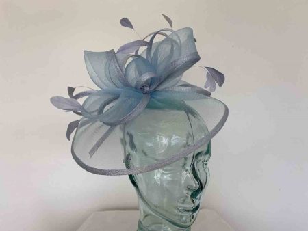 Crin fascinator with sinamay trim in baby blue