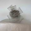 Flower  fascinator with crin loops in silver