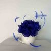 Small flowered sinamay fascinator cobalt blue