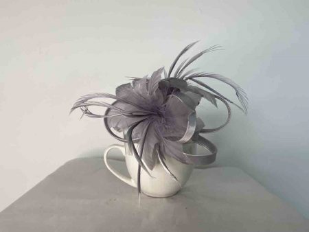 Feather flower fascinator new silver