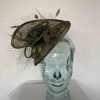 Twisted sinamay fascinator in dove