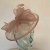 Sinamay fascinator with feathers in latte