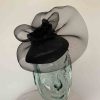 Pillbox fascinator with crin in black