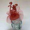 Pillbox fascinator with distressed crin detail in coral