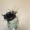 Pillbox fascinator with double quill in navy