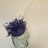 Pillbox fascinator with double quill in twilight blue