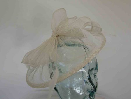 Sinamay fascinator with feathers in ivory
