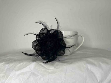 Sinamay flower in black