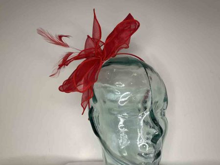 Organza looped fascinator in red