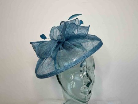 Sinamay fascinator with feathers in mineral
