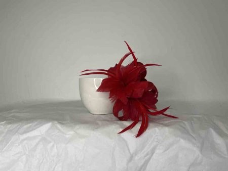 Sinamay fascinator in red