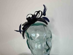 Sinamay fascinator in navy