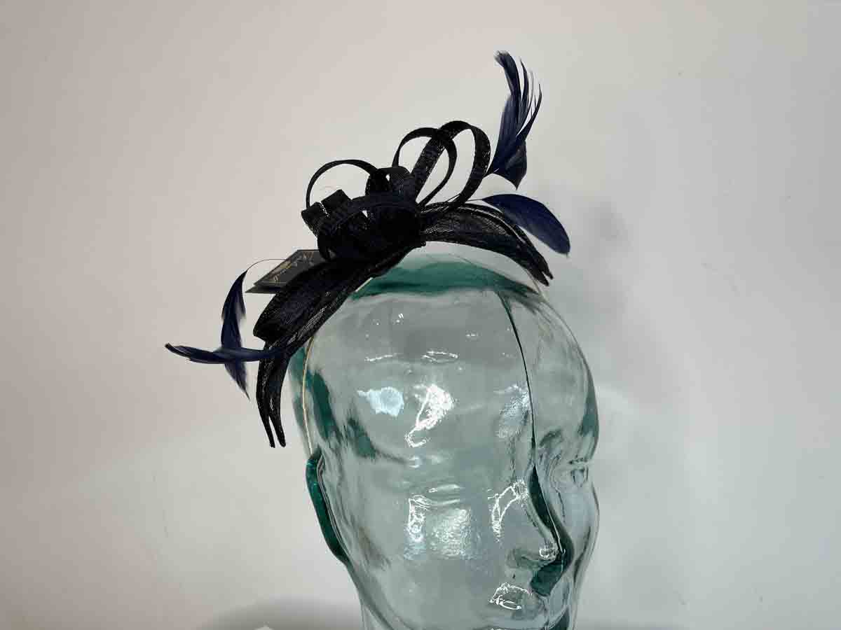 Sinamay fascinator in navy