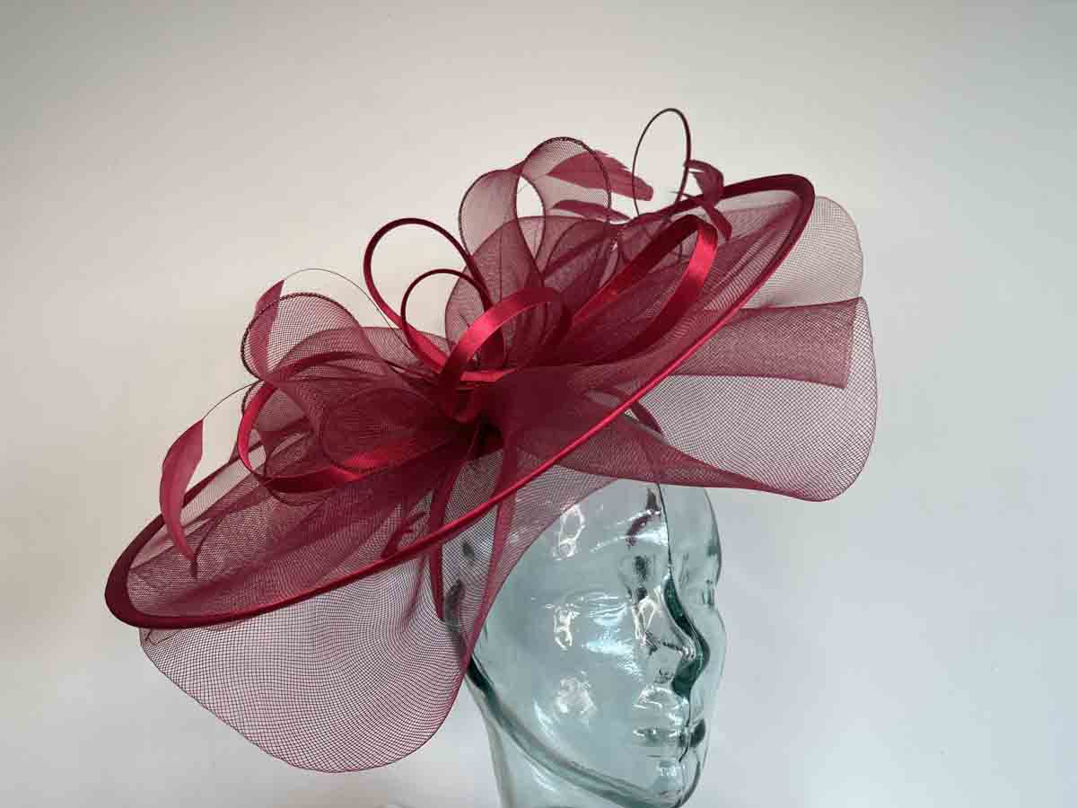 Burgundy Wedding Fascinator Wine Bow Hat Mother Of The Bride Goodwood ...