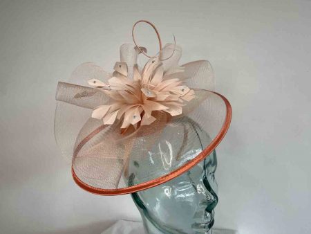 Crin fascinator with feathered flower in blush