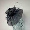 Sinamay fascinator with netting in midnight