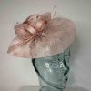 Sinamay fascinator with netting in parfait