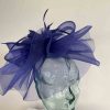 Crin fascinator with feather flower in cobalt
